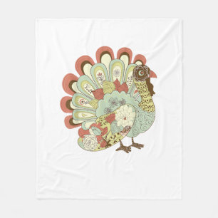 Couverture Polaire Turquie Thanksgiving rétro - Floral Vintage