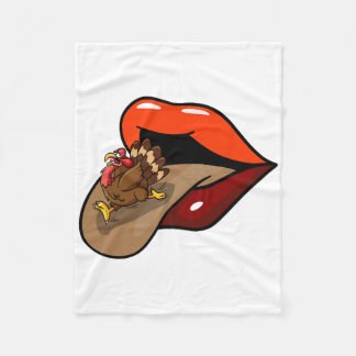 Couverture Polaire Turquie Tongue Out Thanksgiving Day Drôle Lèvres C