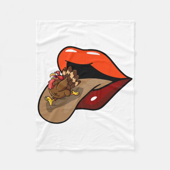 Couverture Polaire Turquie Tongue Out Thanksgiving Day Drôle Lèvres C (Devant)