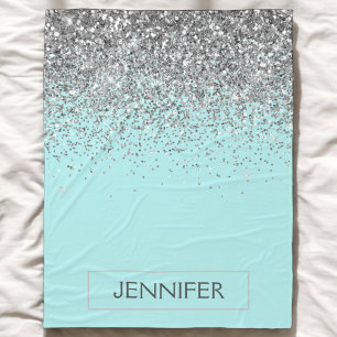 Couverture Polaire Turquoise Aqua Blue Silver Parties scintillant Gir