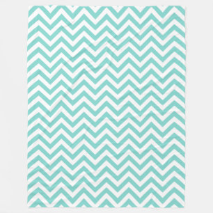 Couverture Polaire Turquoise Aqua White Large Chevron ZigZag