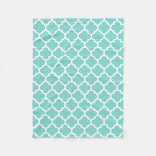 Couverture Polaire Turquoise Aqua Wht Moroccan Quatrefoil Pattern #5