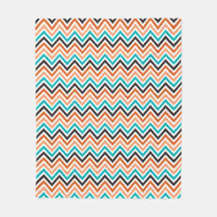 Couverture Polaire Turquoise avec motif chevron aux tons orange