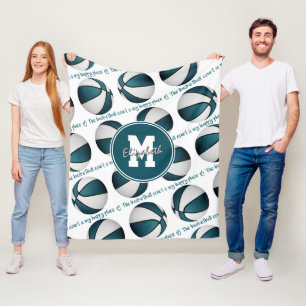 Couverture Polaire turquoise blanc Le terrain de basket est mon endro