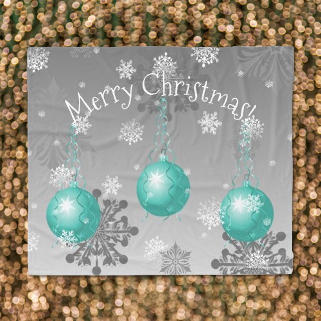 Couverture Polaire Turquoise fantaisie Ornement de Noël (Teal Fancy Christmas Ornament Fleece Blanket)