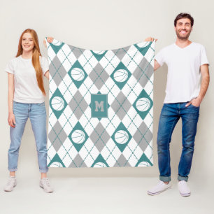 Couverture Polaire turquoise gris blanc équipe de basket couleurs Jac