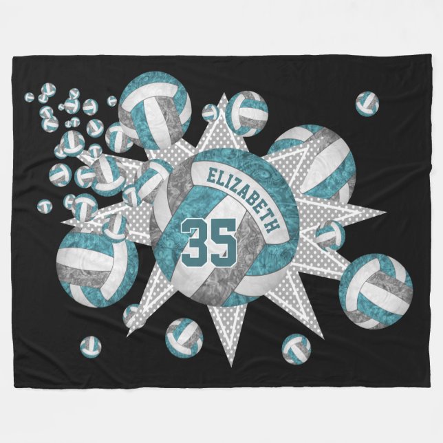 Couverture Polaire turquoise gris volley-ball soufflé filles salle de (Devant (Horizontal))
