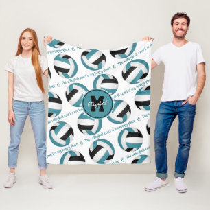 Couverture Polaire turquoise noir Le terrain de volley est mon endroi