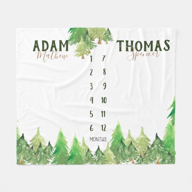 Couverture Polaire Twin Milestone boisé bébé tracker pas bg (Devant (Horizontal))