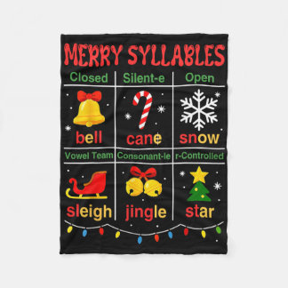 Couverture Polaire Types de syllabes joyeuses Éducatif Enfants Té