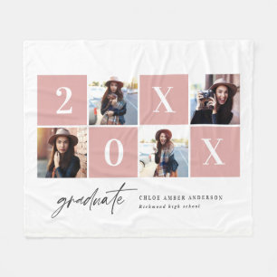 Couverture Polaire Typographie géométrique multiphoto graduation rose
