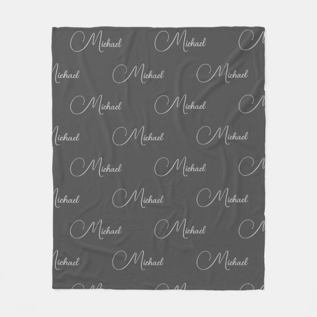Couverture Polaire Typographie Remplacer votre nom Modèle gris foncé (Devant)