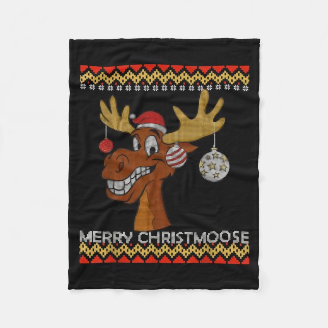 Couverture Polaire Ugly Christmas Sweater I Merry Christmoose Funny M (Devant)