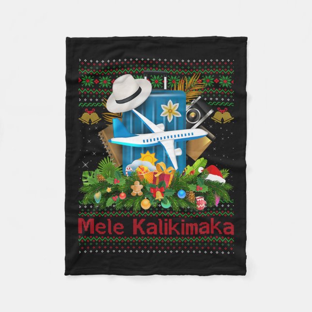 Couverture Polaire Ugly Christmas Sweaters Hawaiian Vacation Mele Kal (Devant)