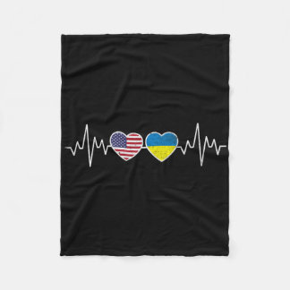 Couverture Polaire Ukraine Battement de coeur Drapeau américain Coeur