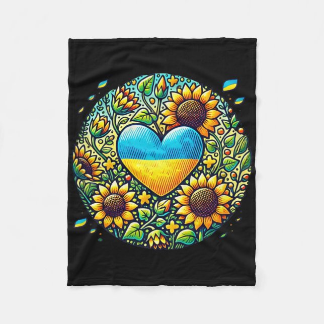 Couverture Polaire Ukraine Flag And Sunflowers Illustration  (Devant)