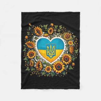 Couverture Polaire Ukraine Flag And Sunflowers Illustration 1 