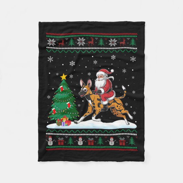 Couverture Polaire Un arbre de Noël laid éclaire Père Noël équitation (Devant)