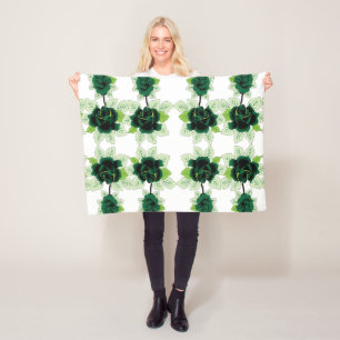 Couverture Polaire un bouquet de fleurs vertes sur un arrière - plan 