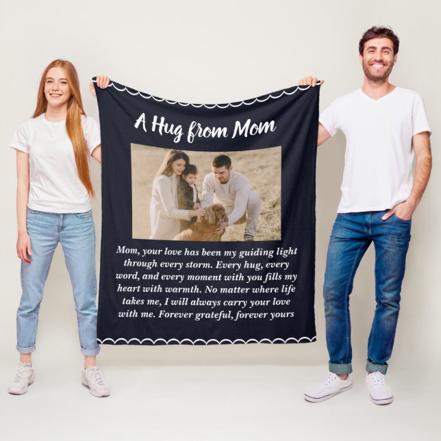 Couverture Polaire Un câlin de maman Fête des Mères personnalisée (En situation)