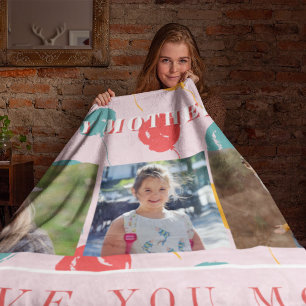 Couverture Polaire Un collage photo personnalisé t'aime maman Fête de