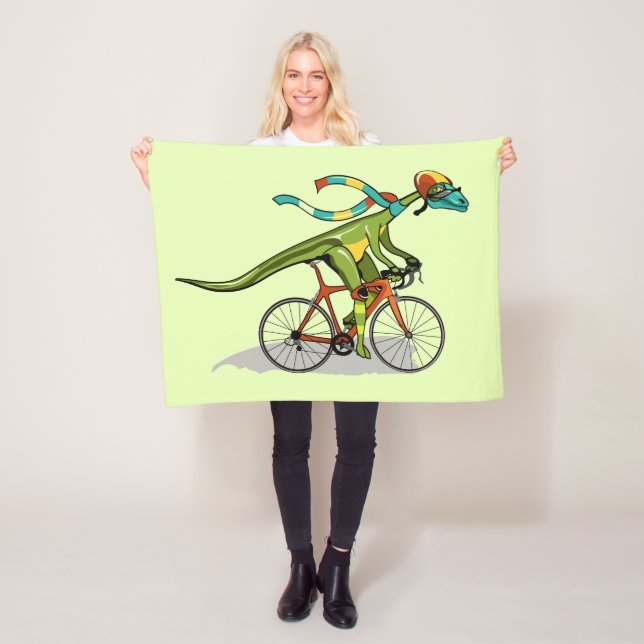 Couverture Polaire Un Dinosaure Anabisetia À Vélo. (En situation)
