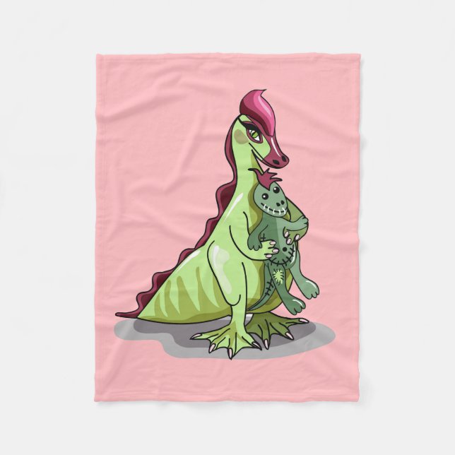 Couverture Polaire Un Hadrosaurus Féminin Tenant Une Poupée. (Devant)