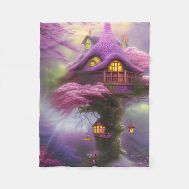 Couverture Polaire Un imaginaire AI généré maison de fées Fleece Blan (Devant)
