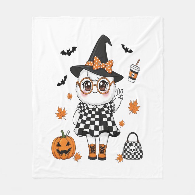 Couverture Polaire Un joli fantôme d'Halloween (Devant)