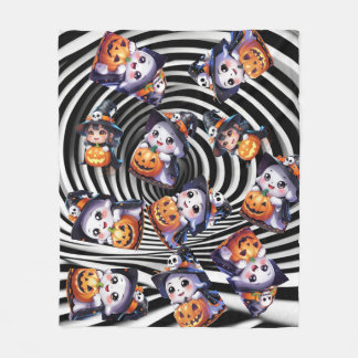 Couverture Polaire Un joli fantôme d'Halloween avec Citrouille