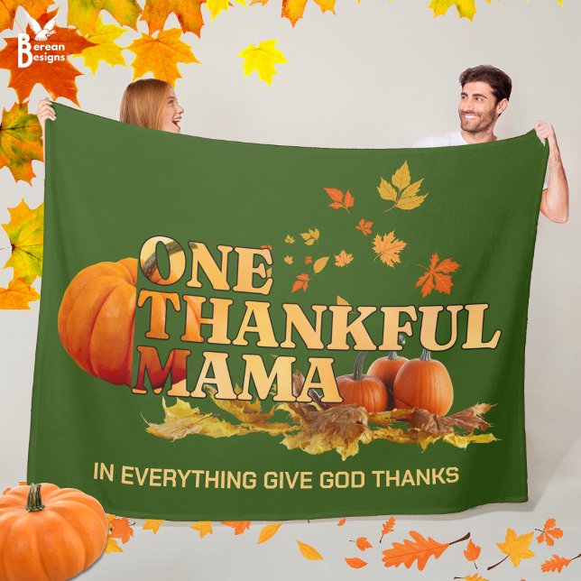 Couverture Polaire UN MERCI MAMA MOM Christian Thanksgiving (Cozy ONE THANKFUL MAMA Thanksgiving Fall Blanket with CUSTOMIZABLE Christian quote. Great mom gift.)