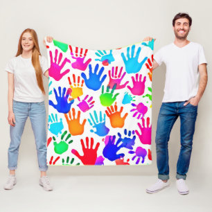 Couverture Polaire Un monde de mains en couleur
