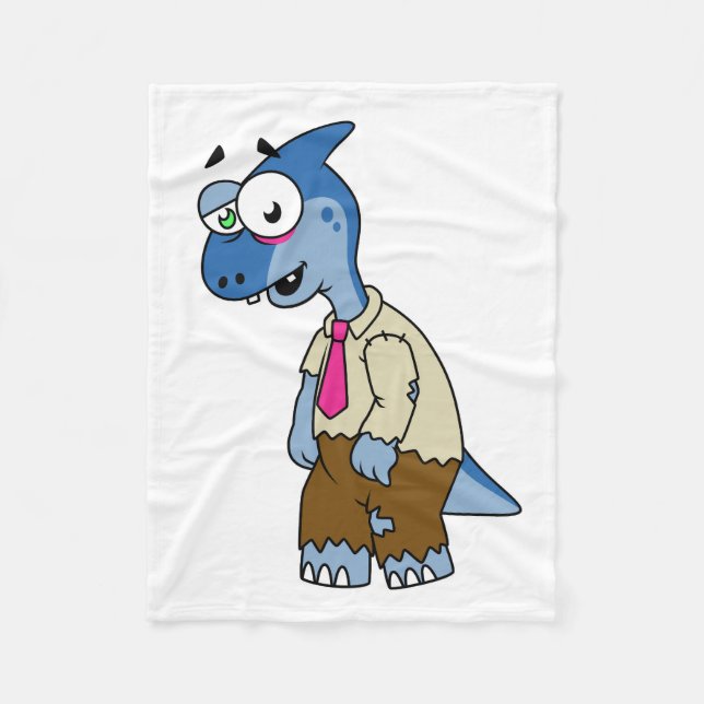 Couverture Polaire Un Parasaurolophus Caricaturé En Zombie. (Devant)
