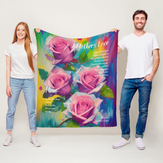 Couverture Polaire Un poème d'amour pour la mère Gras belles roses ro (En situation)
