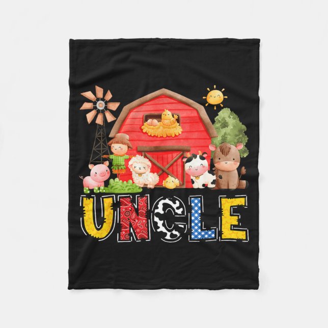 Couverture Polaire Uncle Red Farm Cow Birthday Boy Matching Family Pa (Devant)