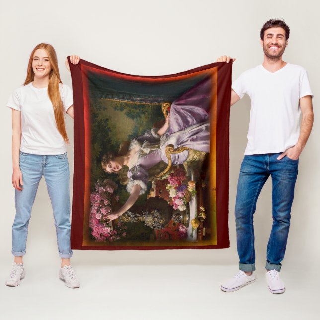 Couverture Polaire Une Dame En Robe Lilac Avec Fleurs (En situation)