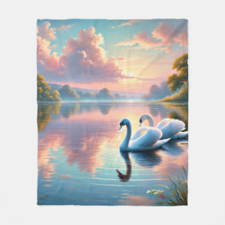 Couverture Polaire Une paire de cygnes planant sur un lac serein