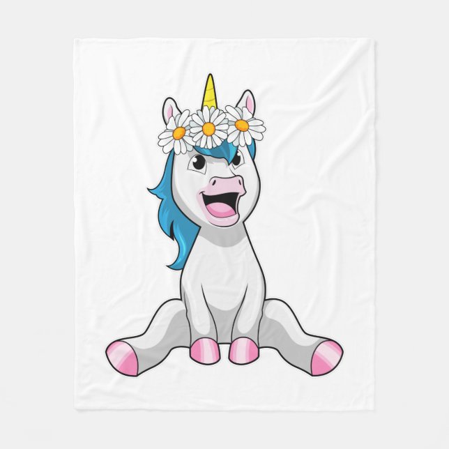 Couverture Polaire Unicorn avec Flowers Daisy (Devant)