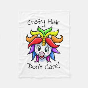 Couverture Polaire Unicorn Crazy Hair s'en fiche
