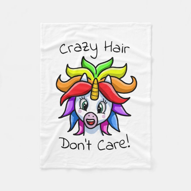 Couverture Polaire Unicorn Crazy Hair s'en fiche (Devant)