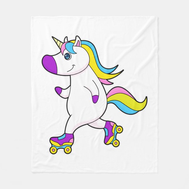 Couverture Polaire Unicorne au patinage en ligne avec patins à roulea (Devant)