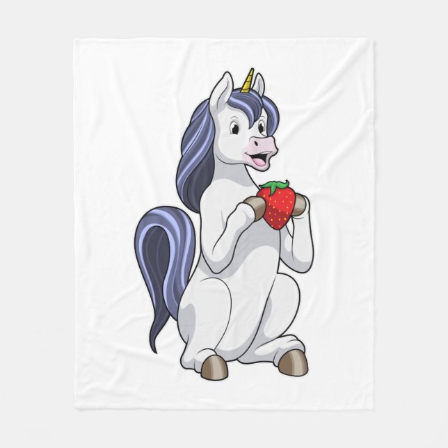 Couverture Polaire Unicorne aux fruits de fraise (Devant)