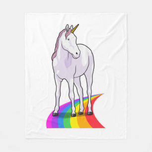Couverture Polaire Unicorne avec arc-en-ciel