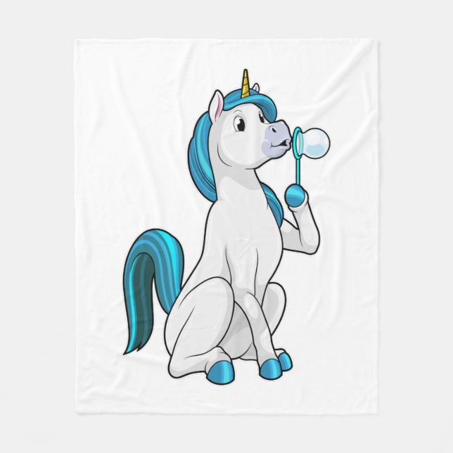 Couverture Polaire Unicorne avec bulles de savon (Devant)