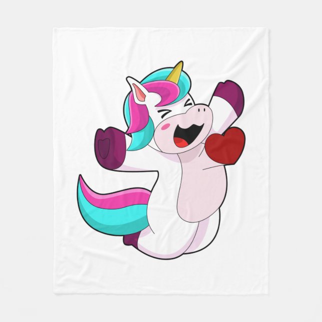 Couverture Polaire Unicorne avec coeur (Devant)