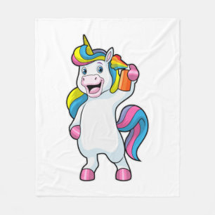 Couverture Polaire Unicorne comme coiffeur avec aérosol