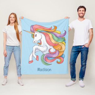 Couverture Polaire Unicorne couleur texte personnalisé