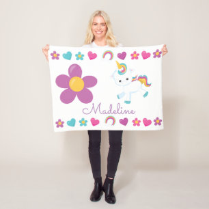 Couverture Polaire Unicorne de bébé personnalisée