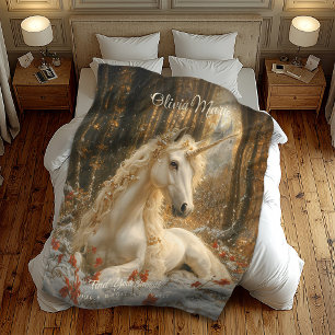 Couverture Polaire Unicorne de la forêt d'hiver reposant dans l'Imagi
