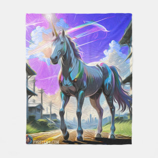 Couverture Polaire Unicorne peinte